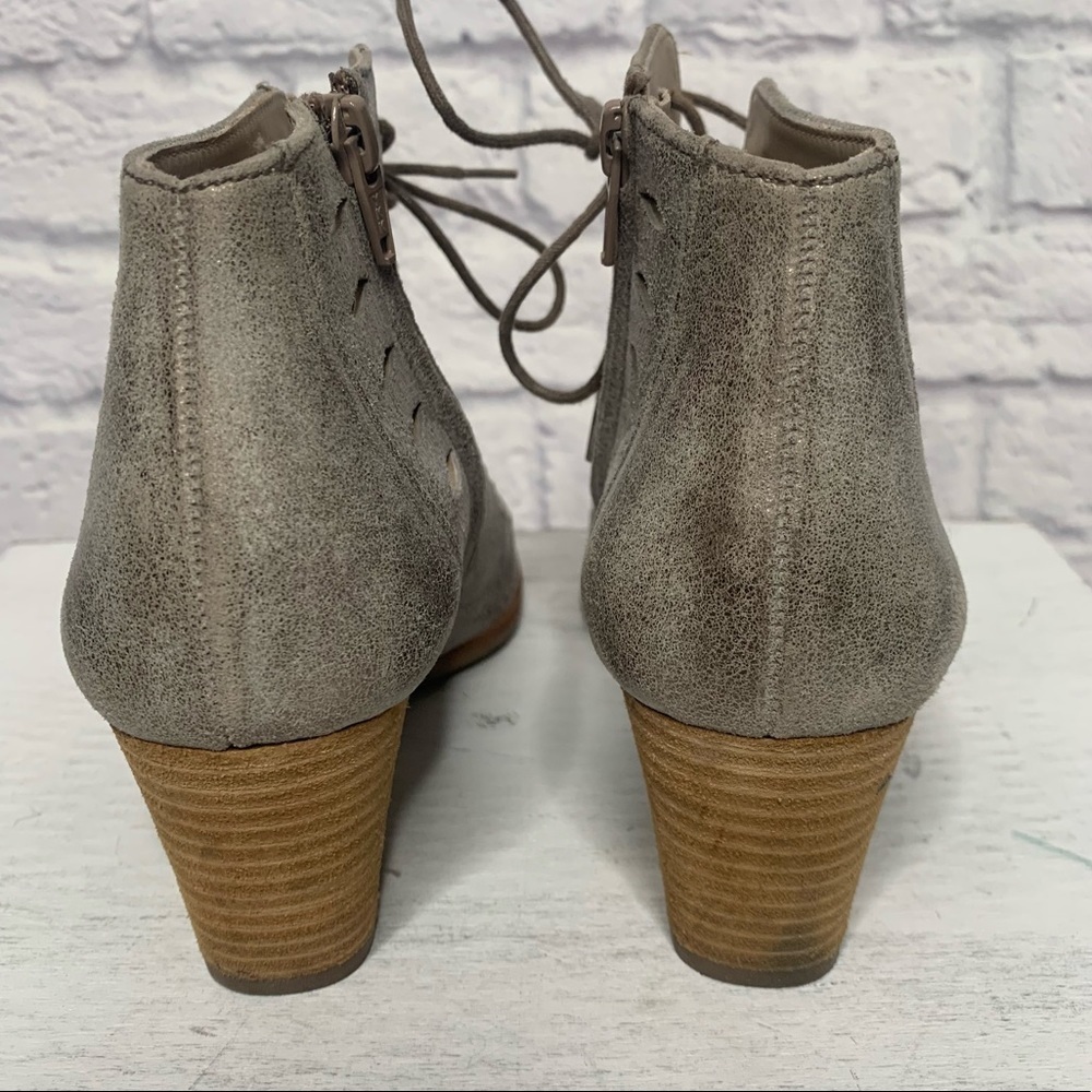 Paul Green Bali Lace Up Side Zip Laser Cut Metallic Leather Ankle Boots - Picture 8 of 16